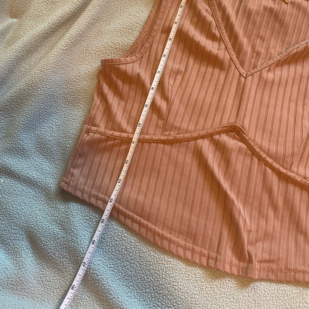 Brown Ribbed Crop Tank - Picture 3 of 7